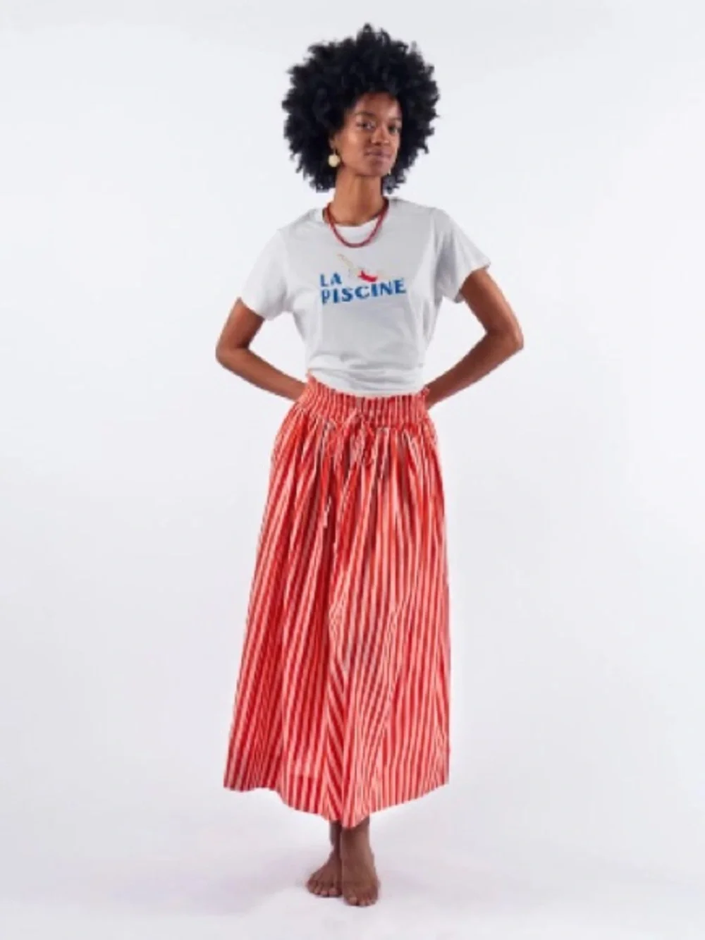 NWT Ink + Alloy Keaton Stripe Skirt Coral + Blush One Size Fits 2 - 8 - Picture 2 of 3